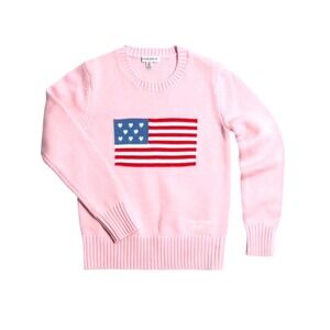 State of Mine‎ Girls Pink American Flag Heart Knit Sweater Size M 8 NEW